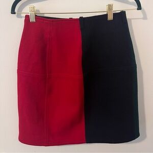 Armani Jeans Vintage Wool Mini Skirt Color Block Red Blue Green Zip Size 4
